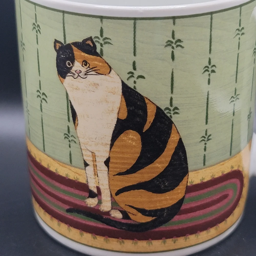 Vintage Warren Kimble Striped Cat Stoneware Mug CLEAN - Picture 4 of 9